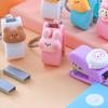 Binder Tools Cartoon Cute Stapler Paper Clips Push Clip Mini Stapler Document Binding Hoops