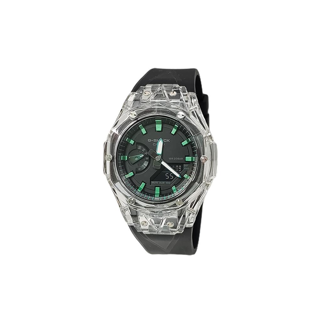Casio Часы с кварцевым механизмом из коллекции Custom, ремешок из фторэластомера, мужские часы, черный циферблат GA-2100-1A1(Watch3--)