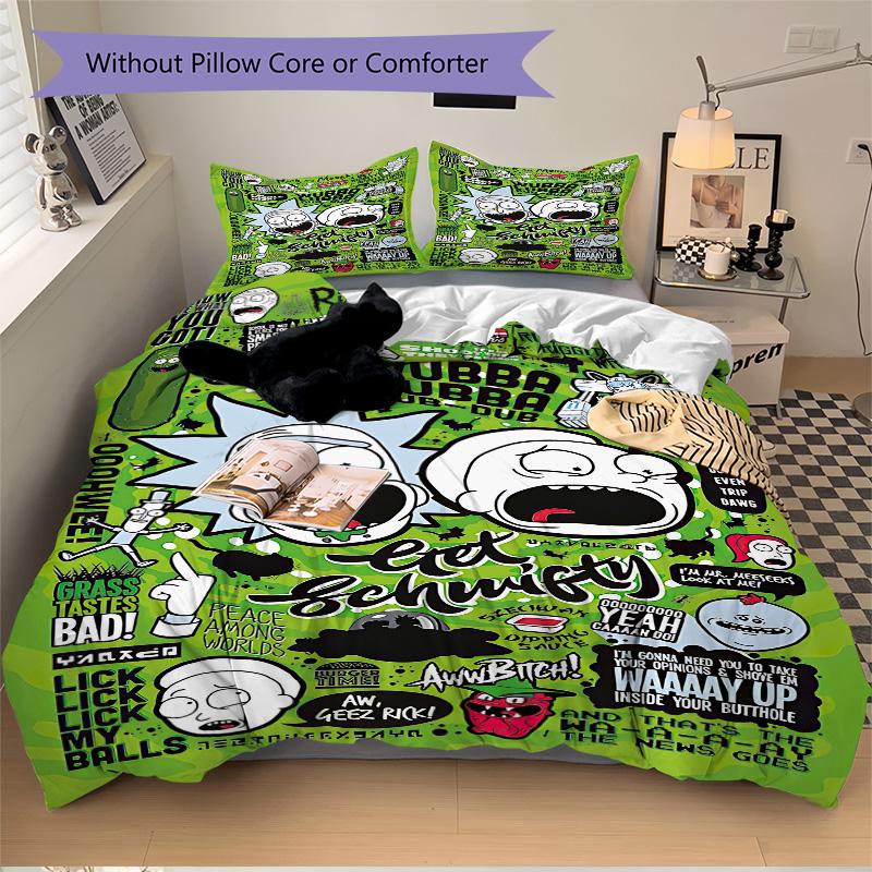 Rick Morty Mashup Stickers Print 3Pcs Bedding Setduvet Cover With 2 Bedropillowcase Home Birthday Gift