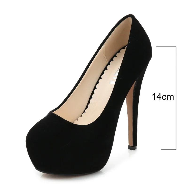 Fashion Women Pumps Fashion Flock Womens Sandals 14cm Platform Wedding Pumps Casual Thin Heels Womens Shoes