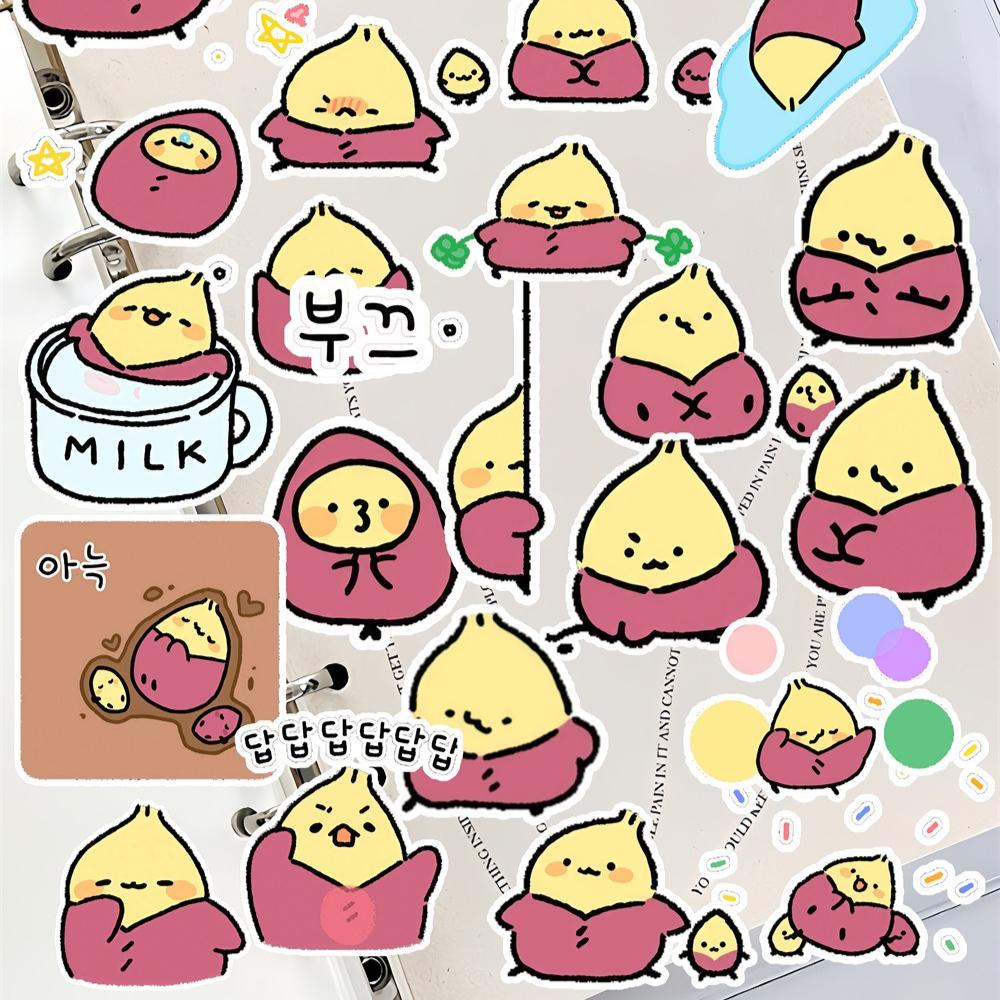 30pcs Watercolor Cute chibi sweet potato bird Stickers DIY Scrapbook Diary Decoration Album Style Stationery journaling planner