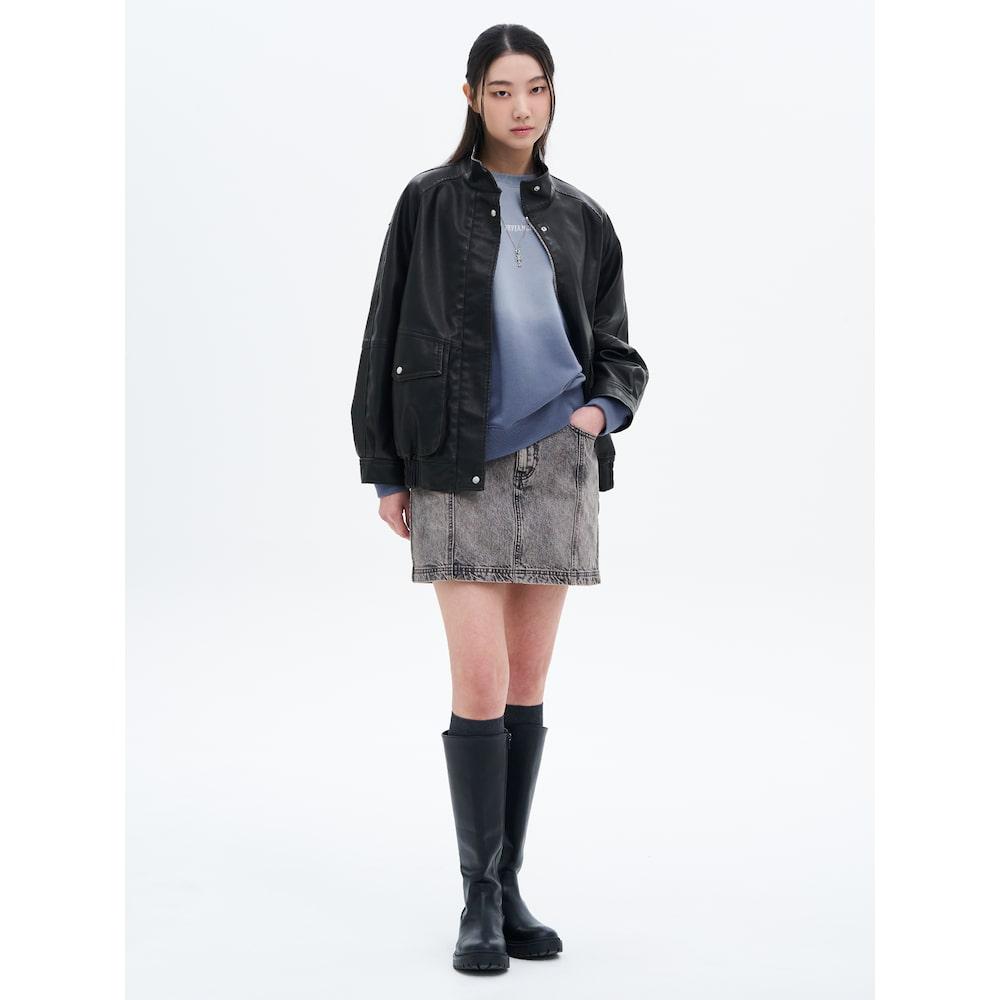 8SECONDS Teen Washed Denim Mini Skirt Light Gray