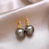 French Fashion Retro Minimalist Pearl Zircon Geometric Round Women's Earrings