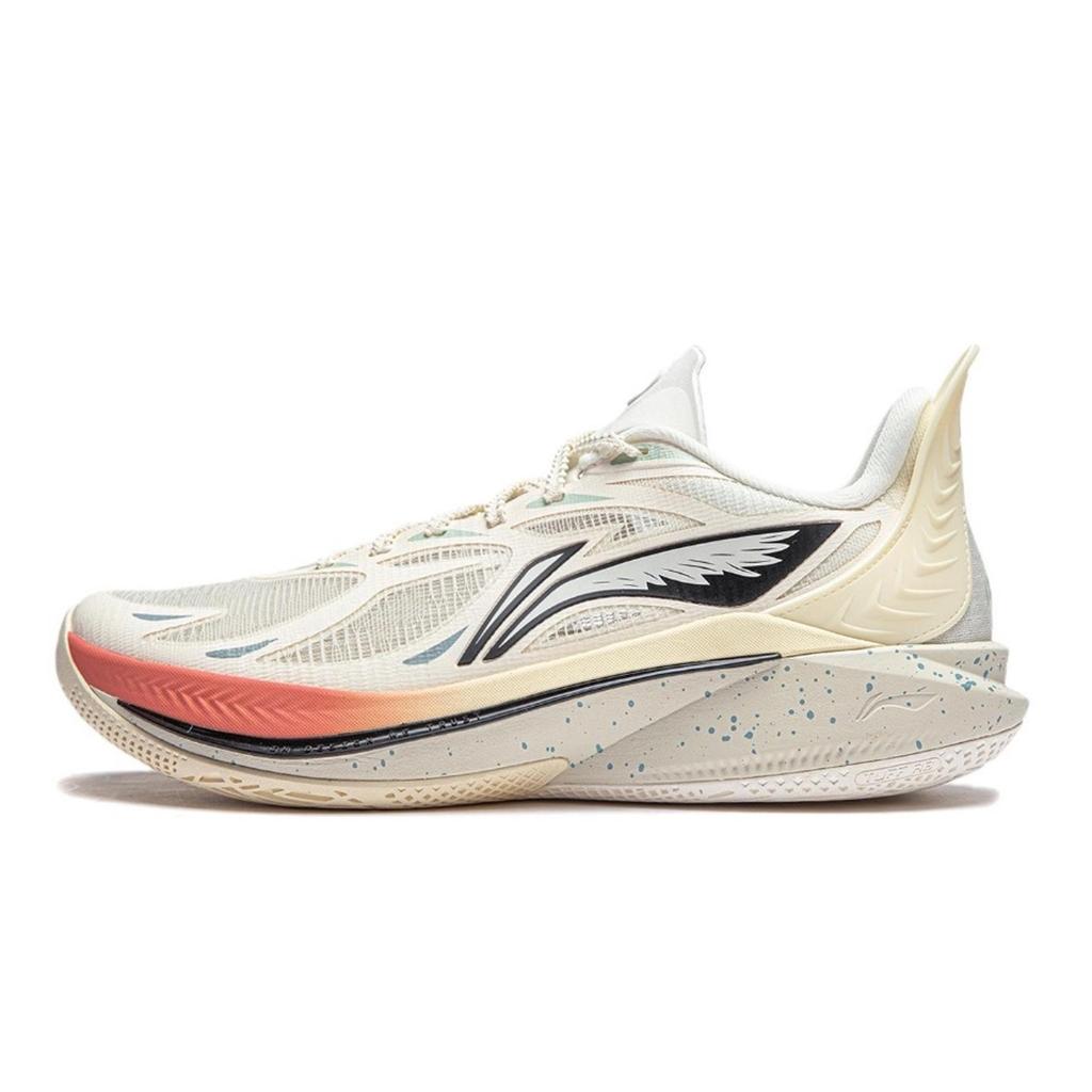 Li Ning SONIC 12 Нескользящие, износостойкие, дышащие низкие баскетбольные кроссовки мужские Бежево-сине-желтые ABAU019-2(Team80-S-BOX)