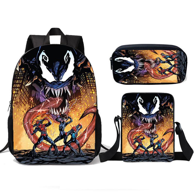 Школьный рюкзак, сумка для ланча, пенал Venom для детей, набор из трех предметов для детей