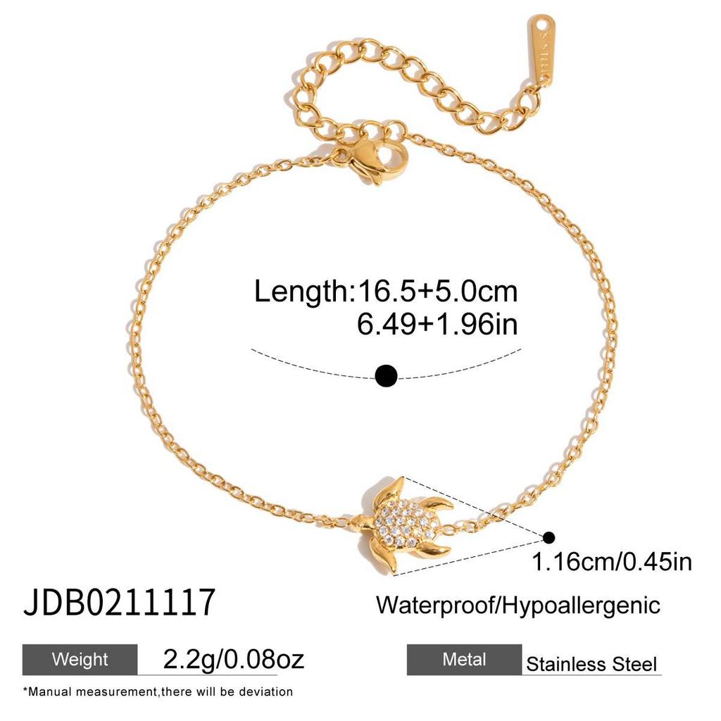 Quiet Chic Animal Resort Style 18K Gold Stainless Steel Zircon Ocean-Style Women's Bracelet Light Luxury High-End Cross-Border