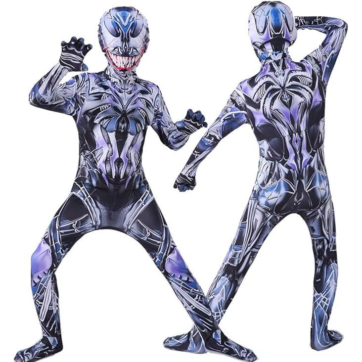 Kids Venom Costume with Mask Antihero Superhero Suit 5-6 Years 130cm Multicolor