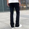 Men Jeans Regular Fit Solid Color Denim Pants with Zipper Button Placket Versatile Flared Denim Trousers Street Wear