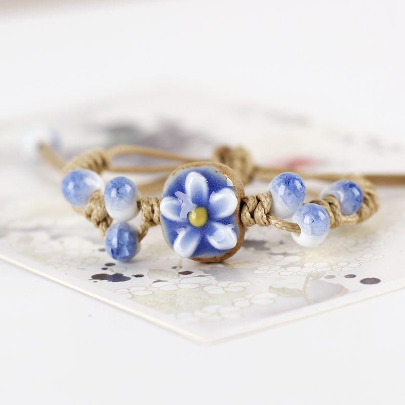 Handmade Bracelets for Women Gifts Ceramic Flower Bracelet