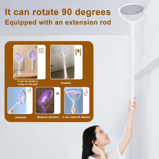 Вращающаяся головка электрическая мухобойка USB перезаряжаемая регулируемая 3500 Вольт для использования в помещении и на открытом воздухе