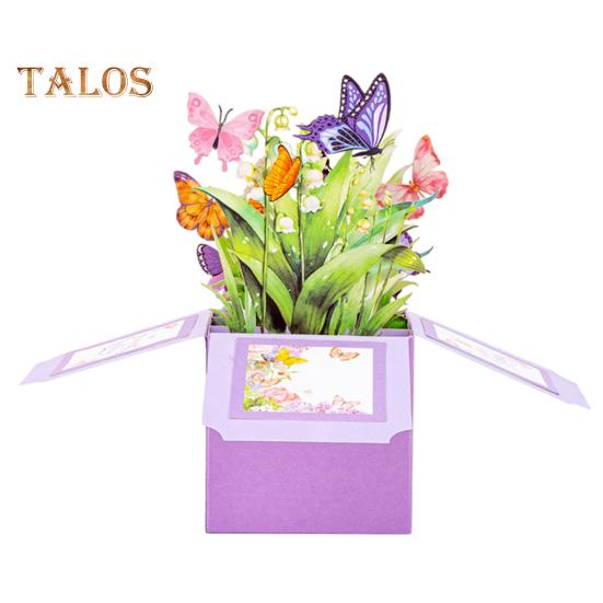 Открытка-раскладушка «Бабочка» Изготовленная вручную объемная бумажная цветочная открытка-раскладушка «Букет цветов» на день рождения, годовщину, День матери