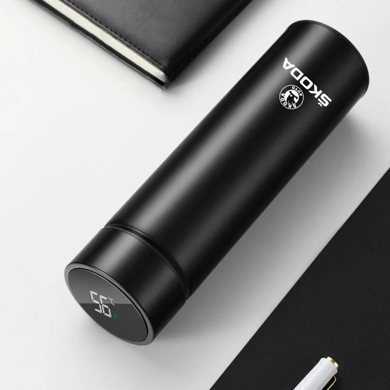 2025 Hot 500ml Car Insulated Cup Water Cup Coffee Tea Thermos Mug For Skoda Octavia Fabia Superb Yeti Vrs Enyaq Rapid Kodiaq Kam