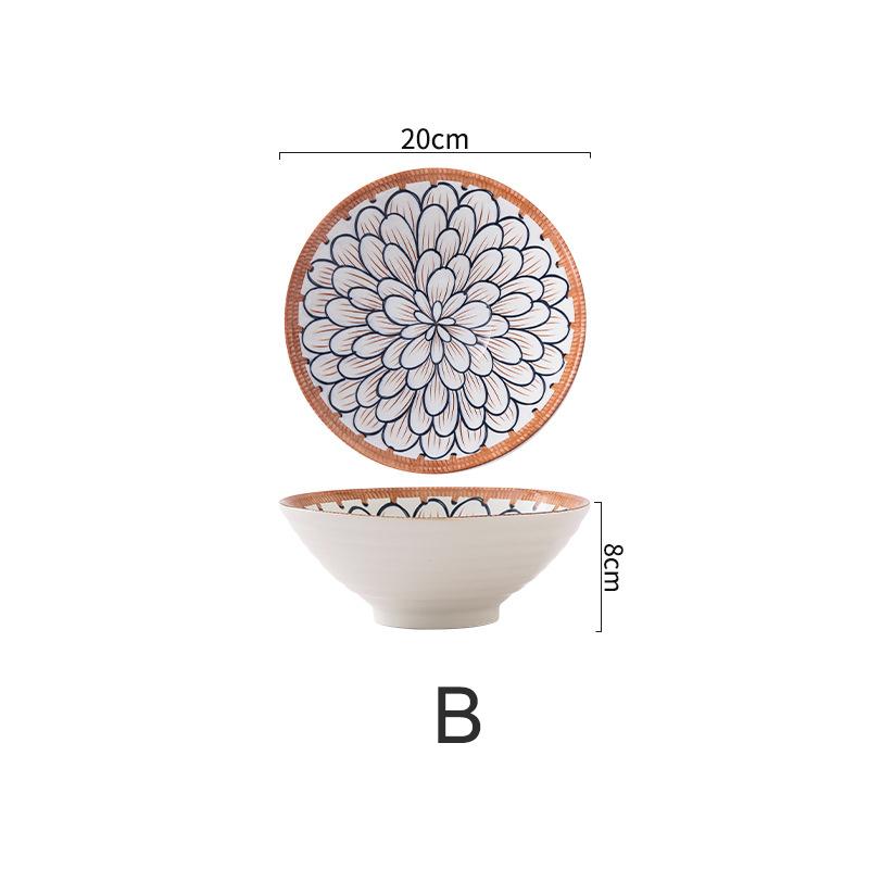 8-дюймовая миска для лапши керамическая миска для супа китайская кухня столовая посуда фарфоровая цветочная ротанговая тарелка