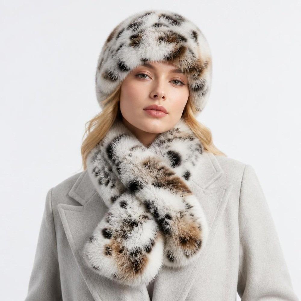 Soft Beret Hat with Scarf Thermal Lining Plush Winter Hat Set Cold Weather Wear
