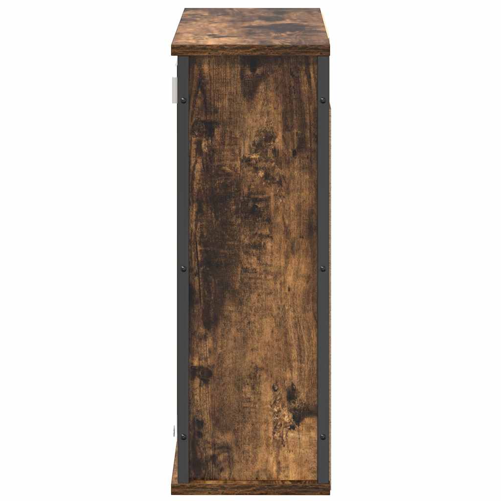 Bathroom Wall Cabinet with Mirror Smoked Oak Finish 60 x 21 x 60 cm
