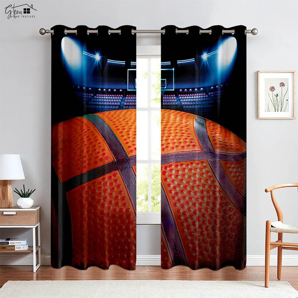 2 Pack Cool Basketball 3D Printed Curtains Suitable for Bedroom Living Room Club Decorative Curtains Home Decor