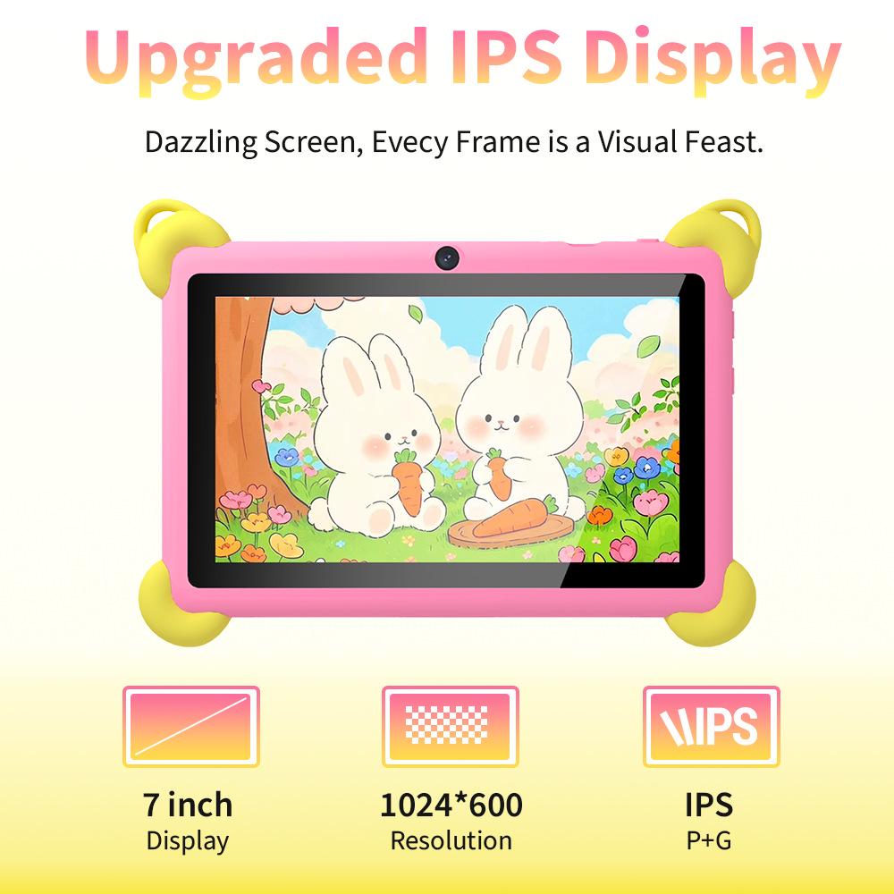 7-дюймовый детский планшет на Android с IPS HD-экраном и ударопрочным силиконовым чехлом