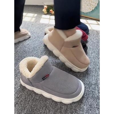 Женские зимние ботинки больших размеров, повседневные, короткие, на толстом каблуке, с флисовым мехом и хлопком, ботинки с мохнатыми ступнями, размеры 36-45