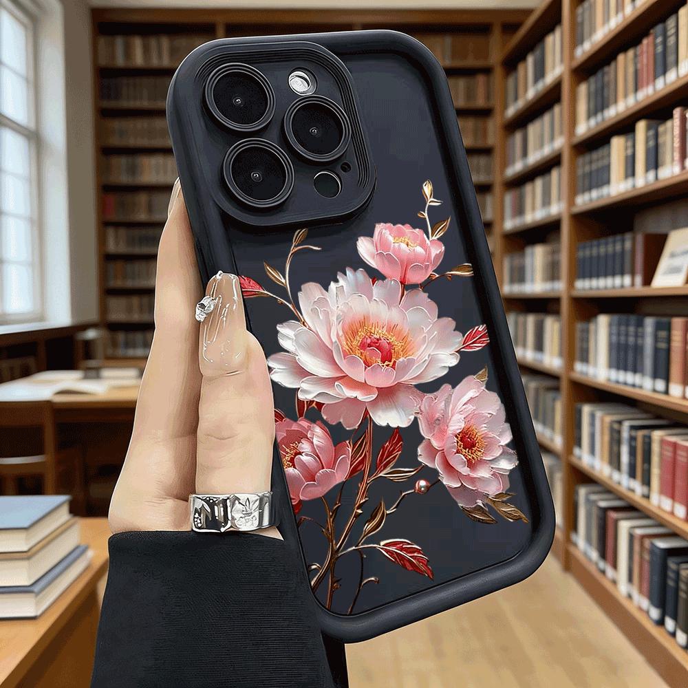 Розовый Цветок Пиона Ветвь Ударопрочный Мягкий Чехол Для Телефона Для Xiaomi Redmi Note 15 14 13 12 11 10 9 8 Pro Противоскользящий Защита От Падения