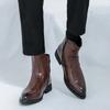 Classic Fashion Brown Boots for Men Pointed Toe Leather Ankle Boots Big Size 46 High-top Dress Shoes with Casual Business Shoes