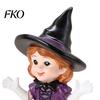 Resin Witch Collectibles 2PCS Purple Statues, Halloween Ornaments, Miniature Cute Table Decor Scenes Figurines, for Home Desktop Decoration