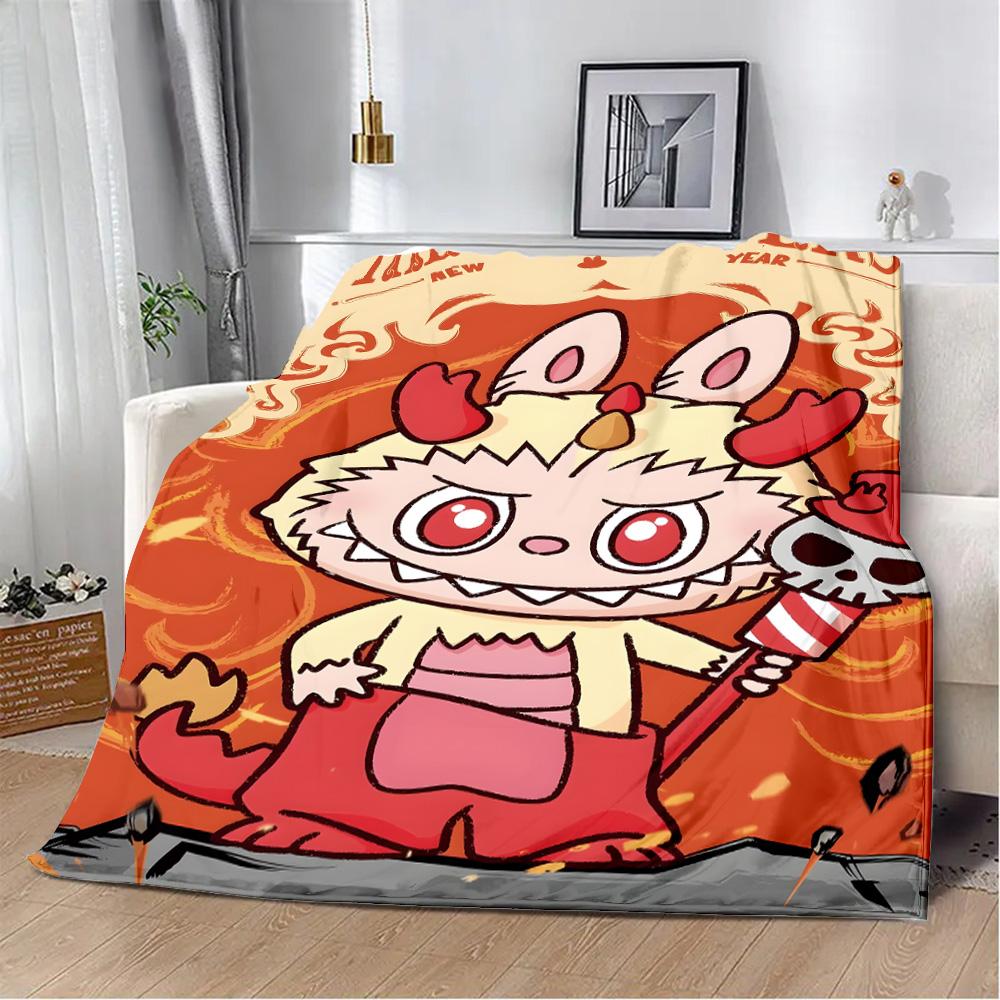 Милое мультяшное одеяло с принтом Лабубу, одеяла для пикника, теплое одеяло, мягкое и удобное одеяло для дома, путешествий, подарка на день рождения