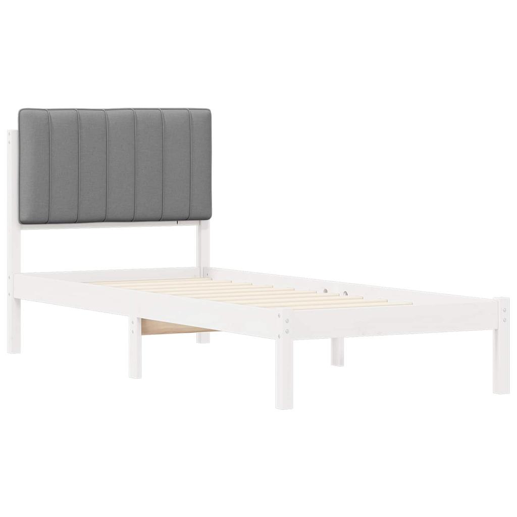 Bed Frame with Padded Headboard Light Grey 75 x 190 cm