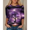 Женская футболка, 3D-печать, круглый вырез, длинный рукав, повседневная, легкий топ, Хэллоуин, хип-хоп, большой размер, модная