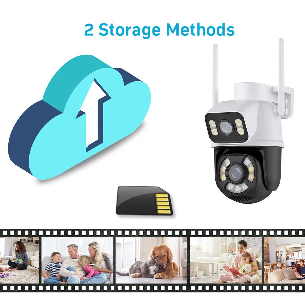 AIOOK Наружная Wi-Fi камера видеонаблюдения HD 8MP 4K с двумя объективами IP-камера безопасности Цветная камера ночного видения IP66 Водонепроницаемый приложение ICSEE Двусторонний диалог Удаленный просмотр