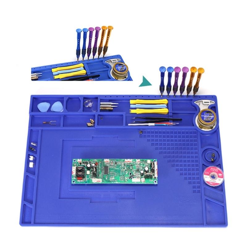 High Temperature Proof Workstation Pad Soldering Mat Integrated Ruler For Phone Computer Maintenance AntiSkid Textures