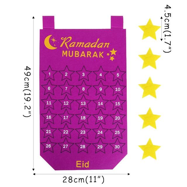 New Eid Mubarak 30days Advent Calendar Hanging Craft Countdown Calendar for Ramadan Decorations Kids Eid Mubarak Gifts Supplies
