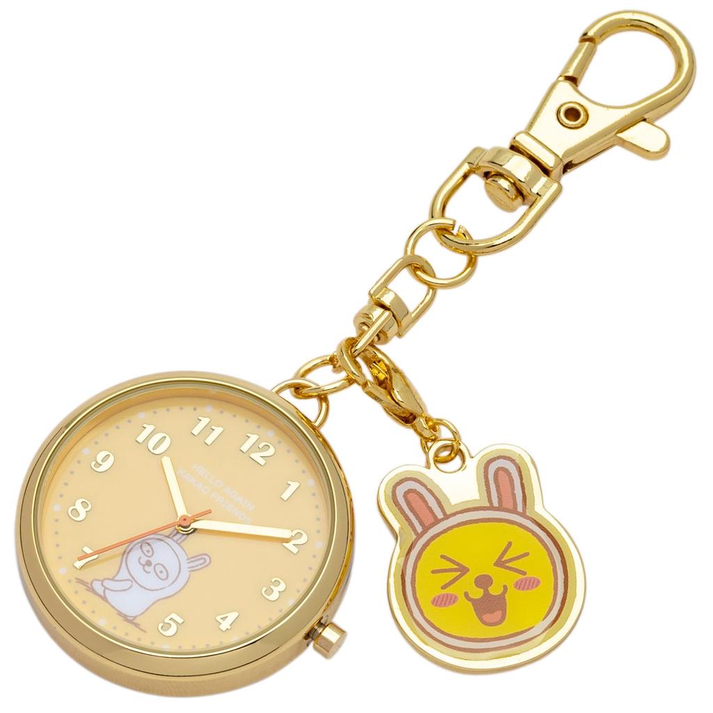 Pocket Watch Keychain Watch Analog Kakao Friends Charm Keychain Watch J Muji Yellow [Fieldwork] Women's KKO002-3