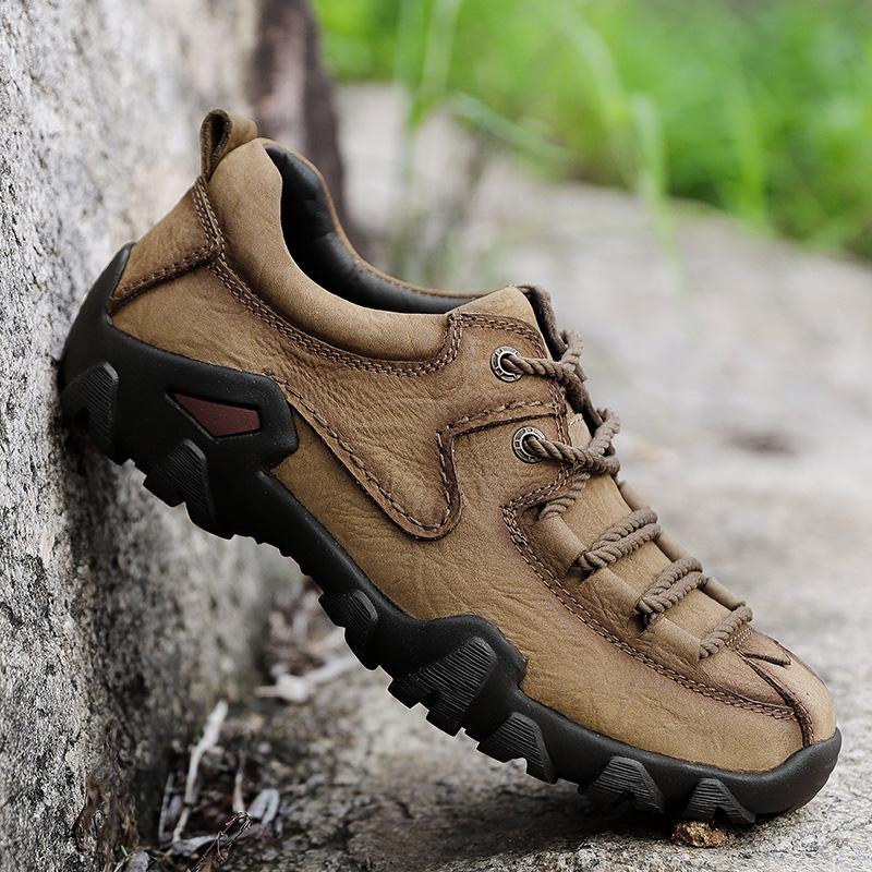 Модные мужские походные ботинки на шнуровке весна-осень натуральная кожа для активного отдыха мужские спортивные походные горные спортивные туфли