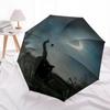 Moonlit NightSilhouette Cat Automatic Folding umbrella Compact 8 rib Design,Unique Style,Suitable for Everyday Outdoor Use,Perfect Gift