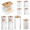 Makeup Cotton Pad Organizer With Bamboo Lid Bathroom Storage Box For Cotton Swabs Cosmetics Jewelry Makeup Remover Pad Container