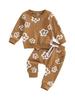 Baby Girls 2-piece Outfit, 6 12 18 24 Flower Print Long Sleeve Crew Neck Sweatshirt with Elastic Waist Sweatpants Fall Clothes