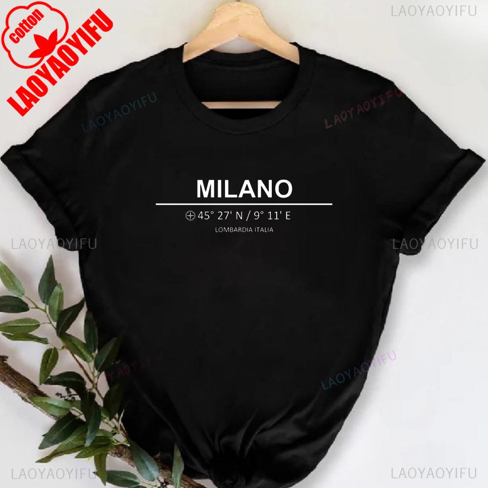 MILANO ITALY Футболка с принтом букв, с круглым вырезом, повседневная, с коротким рукавом, для весны и лета, женская одежда, День святого Валентина