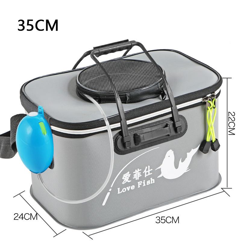 Foldable Wear-resistant Waterproof EVA Fishing Barrel Fishing Box Tools Box Optional Rechargeable Oxygen Pump 30cm/35cm/40cm/45cm/50cm Size Choices