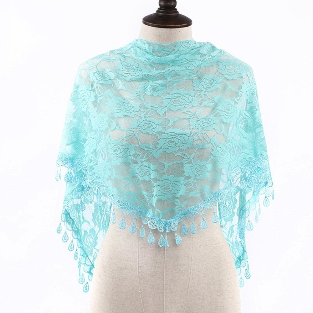 Sun Protection Printed Wraps Colorful Flower Triangle Headband Elegant Lace Scarf Holiday