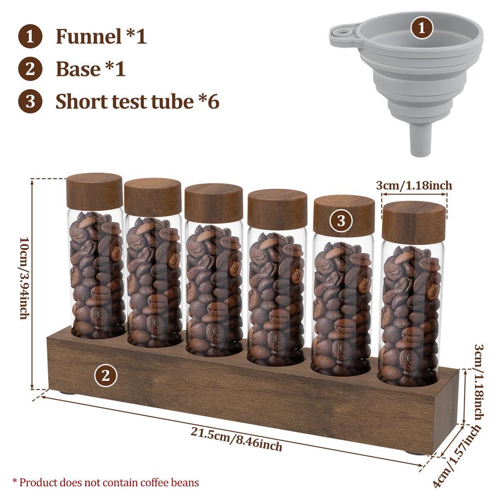 6/12Pcs Coffee Beans Storage Jar Vacuum Sealed Storage Container Multipurpose Walnut Tea Tube Display Rack Coffee Accessories