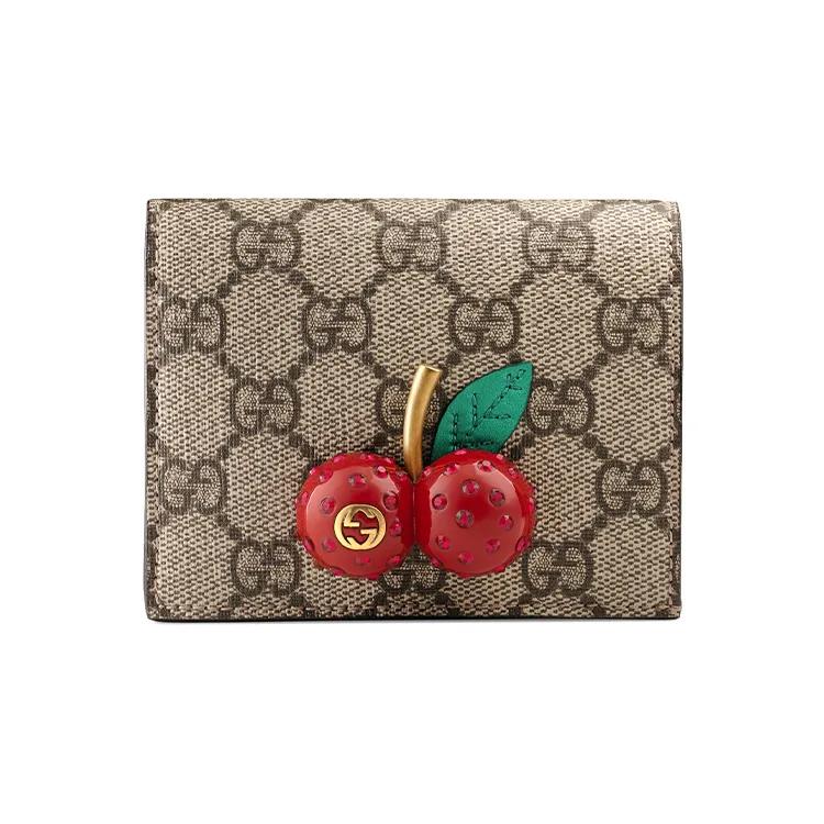 GUCCI GG Card Case Wallet Cherries In GG (Unisex) Wallets 476050 K9GXT 8694