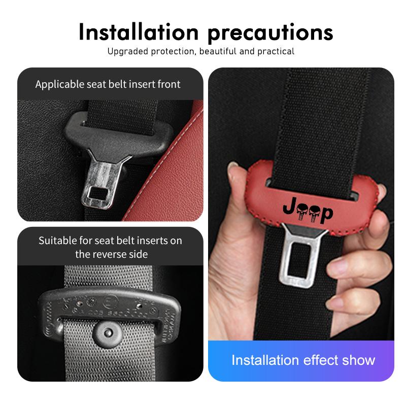 1/2pcs Car Leather Safety Belt Buckle Plug Protective Covers Interior Accessories For Jeep Grand Cherokee Patriot Renegade AMP1