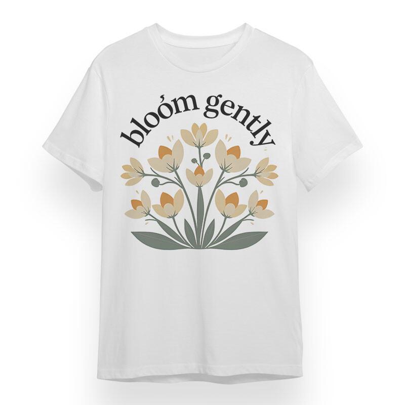 Women's Oversized T-Shirt Mens Womens Tees Top With Bloom Gently Floral Graphic White Cotton Tops USA