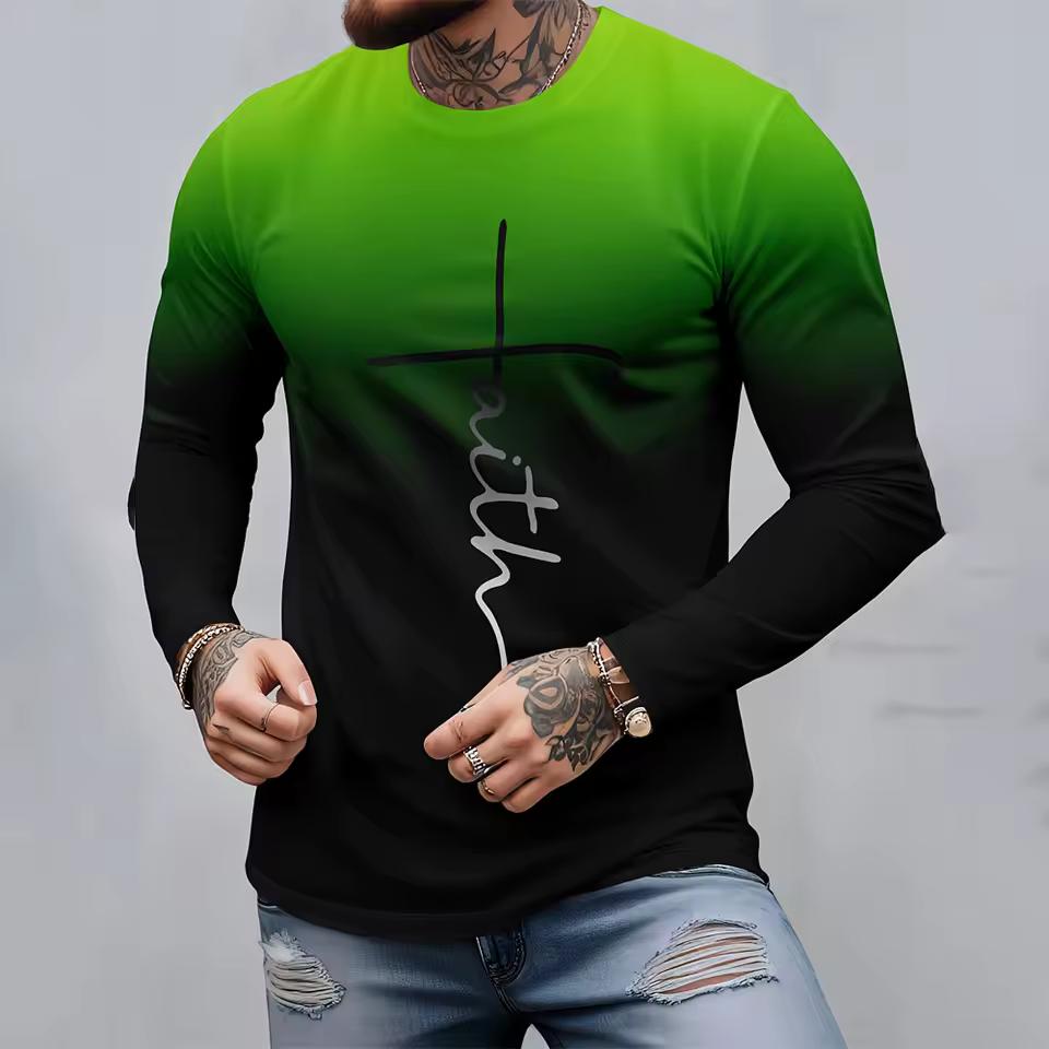 Fashion Letter Faith 3D Print T-Shirts Men Women O-Neck Long Sleeved T Shirt Oversized Pullovers Harajuku Tees Tops Kid Clothing