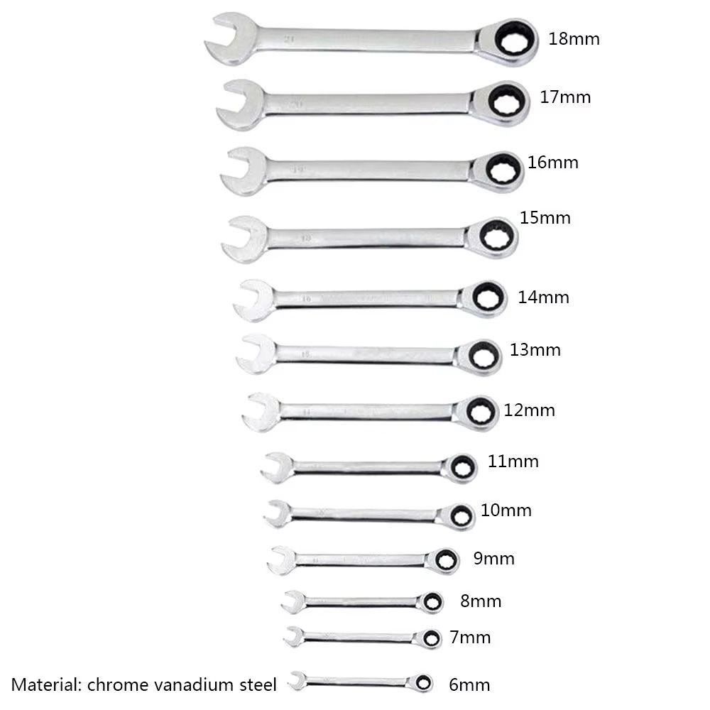 1 шт. метрический гаечный ключ с храповым механизмом, инструмент для ремонта автомобиля, велосипеда, ручной инструмент, прочный гаечный ключ с храповым механизмом