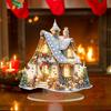 Christmas Figurine Snow House Statue Artwork Gift Party Supplies Acrylic Sculpture Tabletop Ornament