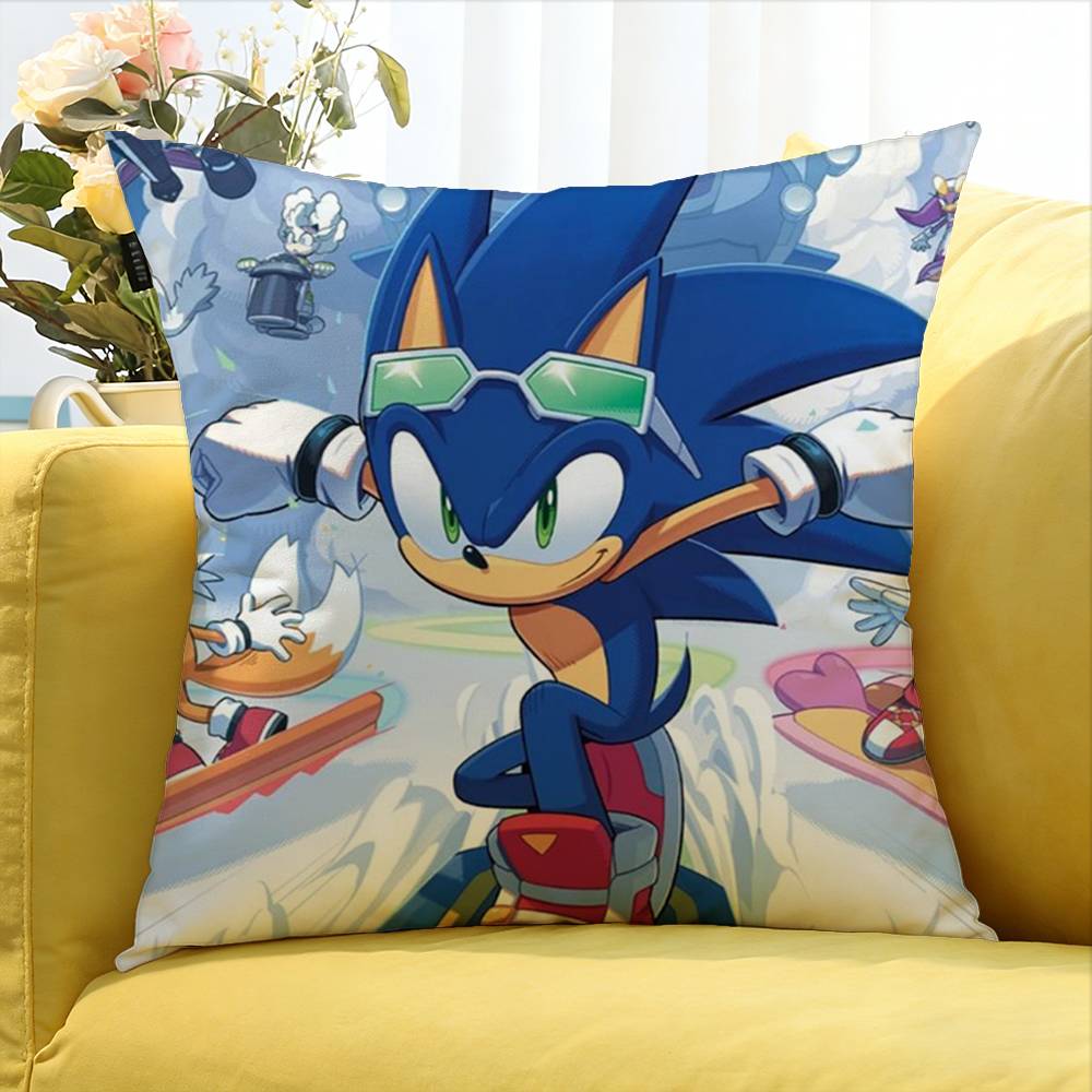 Classic Game S-Sonic Various Sizes Square Pillow Case For Car Home Bedchamber Decor