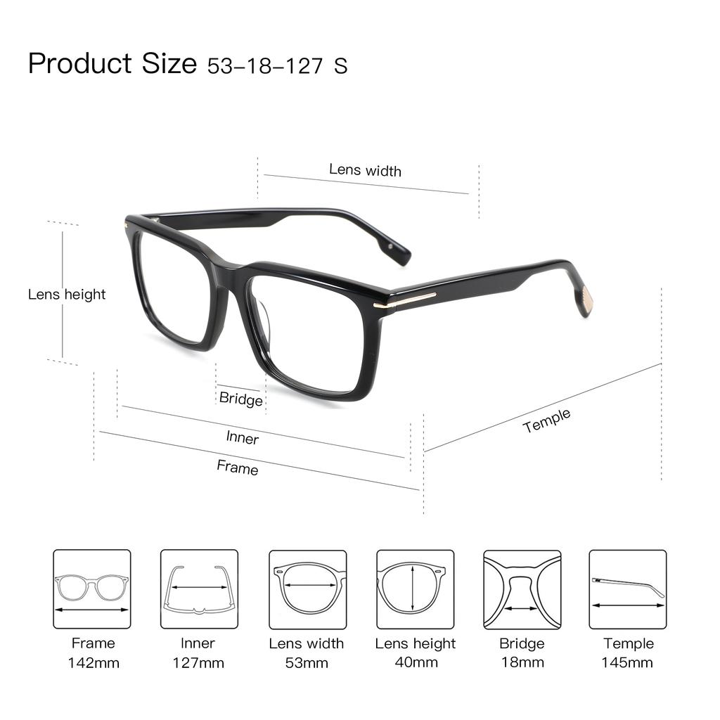ZENOTTIC Gentlemen S Size Rectangular Acetate Optical Prescription Eyeglasses Progressive Myopia Blue Light Blocking Glasses