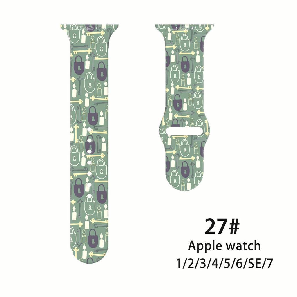Ремешок Fresh Mori Printed Strap для Apple Watch S10 - мягкий силиконовый спортивный креативный сменный ремешок для iWatch 10/9/8/7/6/5/4/3/2/1/Se/Ultra/Ultra2 49 мм
