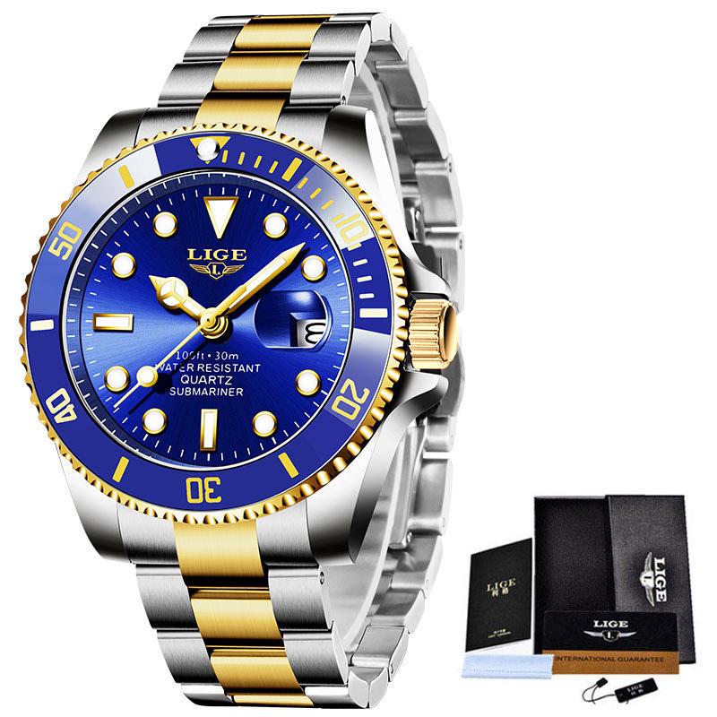 LIGE Top Brand Luxury Fashion Divers Watches Men 30ATM Waterproof Date Watch Sports Watch Men Quartz Wristwatch
